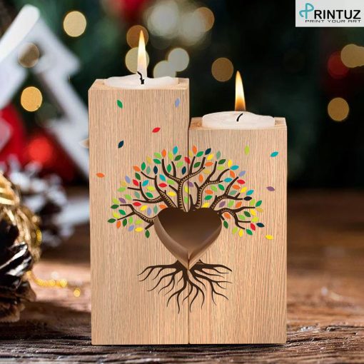 Printuz_Wood Heart Candle Holder