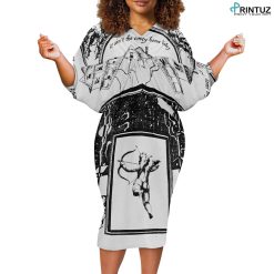 Hd Printuz_YBat-sleeve hip dress