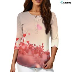 Hd Printuz_Women's three quarter sleeve top(with buttons)