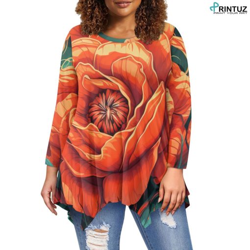 Hd Printuz_Women's irregular long sleeve tops