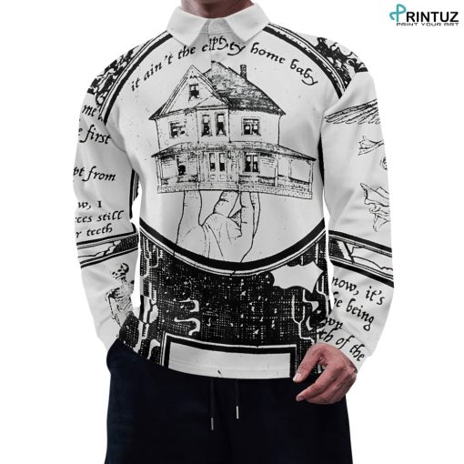 Hd Printuz_Long Sleeve Polo Collar Shirt