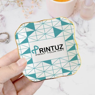 Ceramic Jewelry Plate with Gold Rim